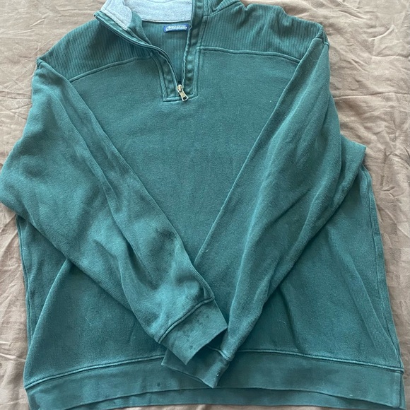 Consensus Sportswear Fishermans Sweater Sz M Hntr Green Quarter Zip Ribbed Knit - Picture 1 of 8